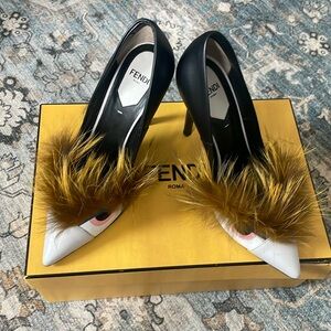 Fendi Silver Fox heels size 6